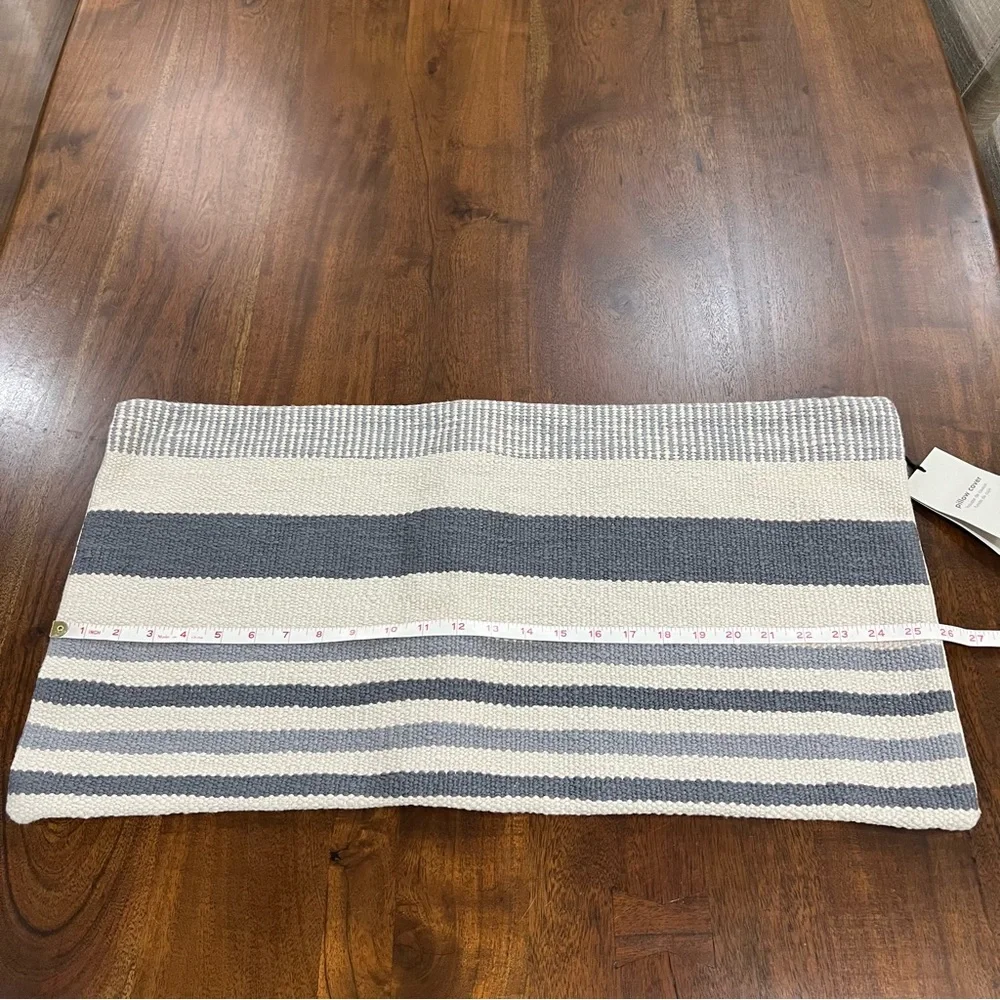 West Elm Charcoal and Cream Striped Accent Pillows